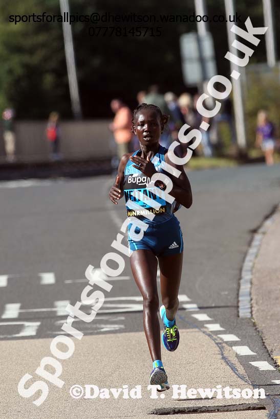 Mary Keitany on her way to victory in the womens 2014 BUPA Great North Run. Photo: David T. Hewitson/Sports for All Pics